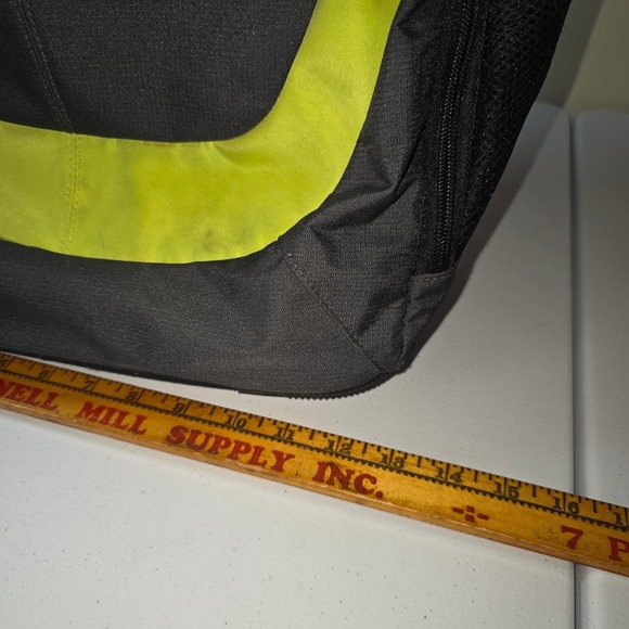 Y2K Nike Rolling Backpack Black Neon Yellow Swoosh Wheeled School Travel Bag - Picture 12 of 12